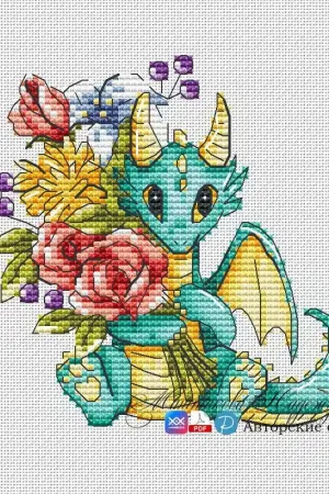 Romantic Dragons. Bouquet of Your Favorite - PDF Cross Stitch Pattern Bargain