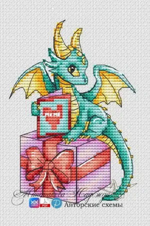 Editor’s Pick Romantic Dragons. Postcard for Mum - PDF Cross Stitch Pattern