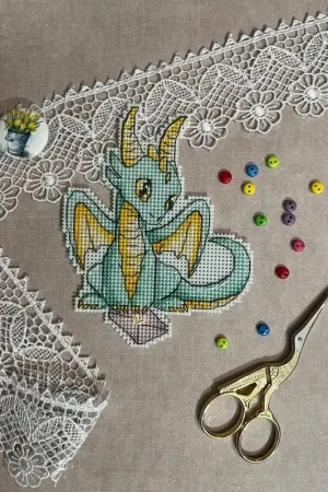 Modern Romantic Dragons. Valentine Card - PDF Cross Stitch Pattern