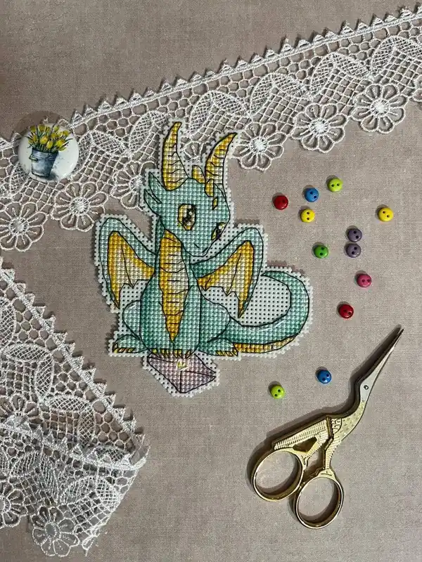 Modern Romantic Dragons. Valentine Card - PDF Cross Stitch Pattern