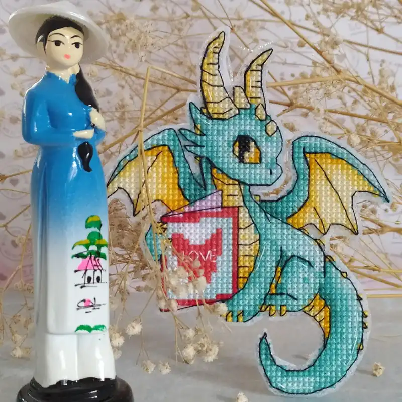 Romantic Dragons. Postcard - PDF Cross Stitch Pattern Limited Time
