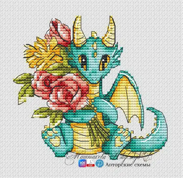 Romantic Dragons. Bouquet of Flowers for Mum - PDF Cross Stitch Pattern Money Back Guarantee