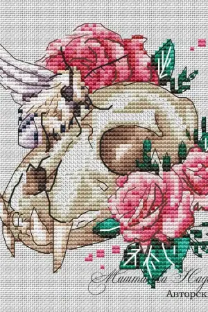 Markdown Skull with Roses - PDF Cross Stitch Pattern