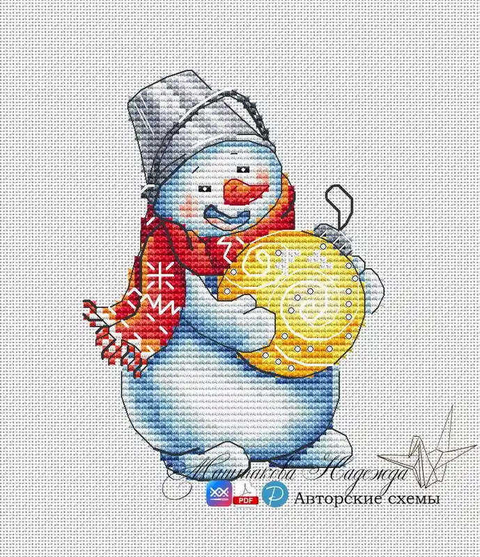 Top Rated Snowman. New Year Ball - PDF Cross Stitch Pattern