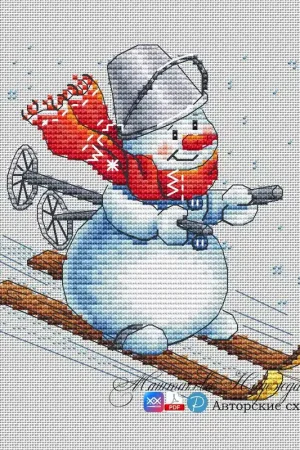 Snowman. I will Take a Ride - PDF Cross Stitch Pattern Low Price