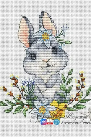 Bunny. With Spring Flowers - PDF Cross Stitch Pattern Limited Edition