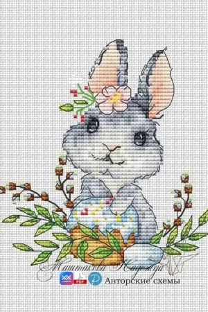 Bunny. With Easter Flowers - PDF Cross Stitch Pattern Trending