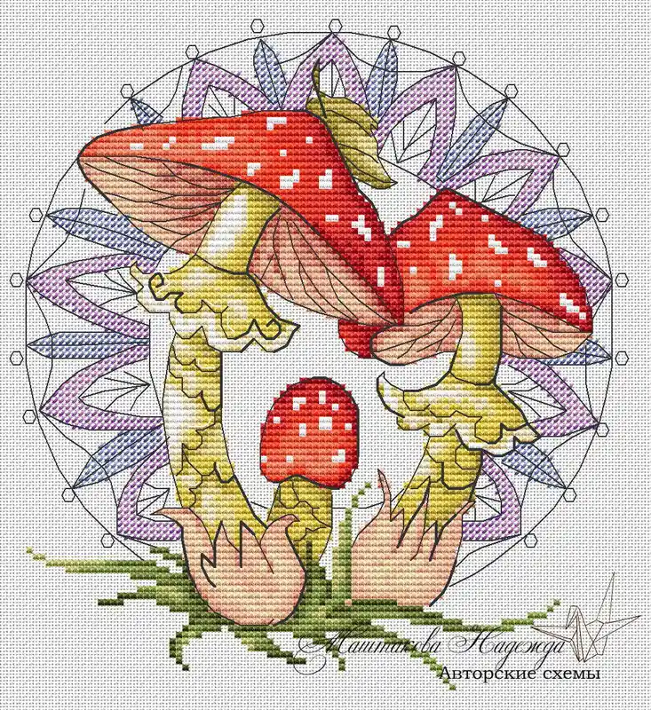 Get Yours Mushroom. Fly Agarics - PDF Cross Stitch Pattern