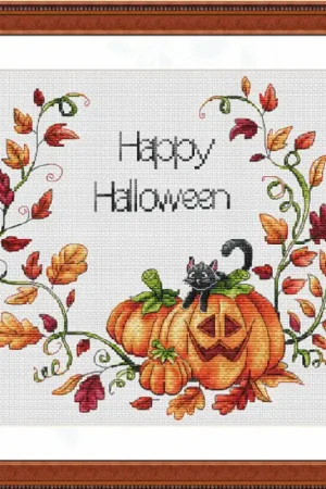 Top Pick Wreath with Pumpkins. Halloween - PDF Cross Stitch Pattern