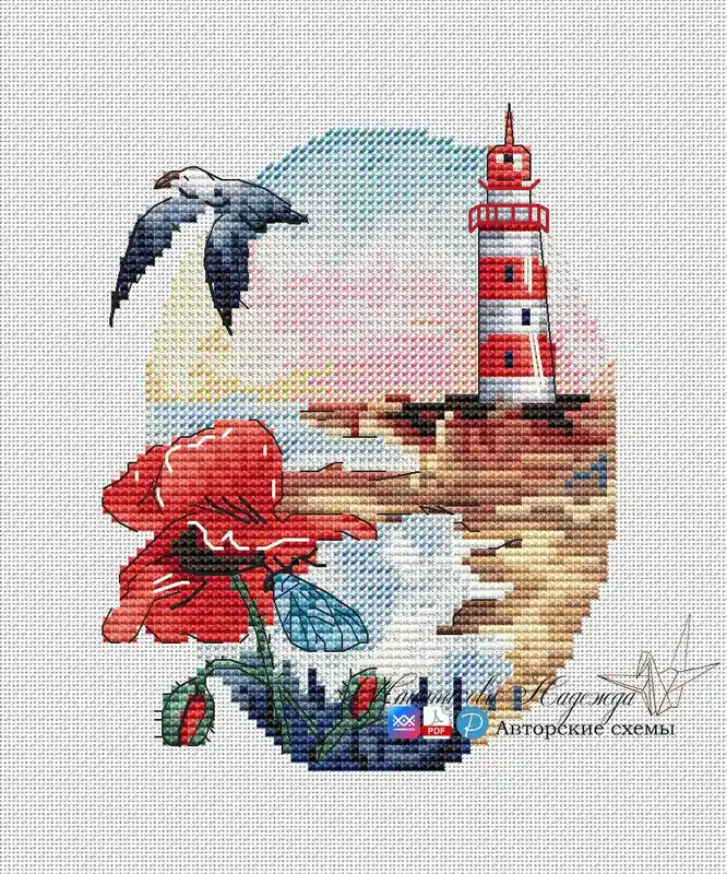 Hot Deal Lighthouse at the Sunset - PDF Cross Stitch Pattern