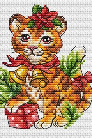 Best Price Little Christmas Tiger with Gifts - PDF Cross Stitch Pattern
