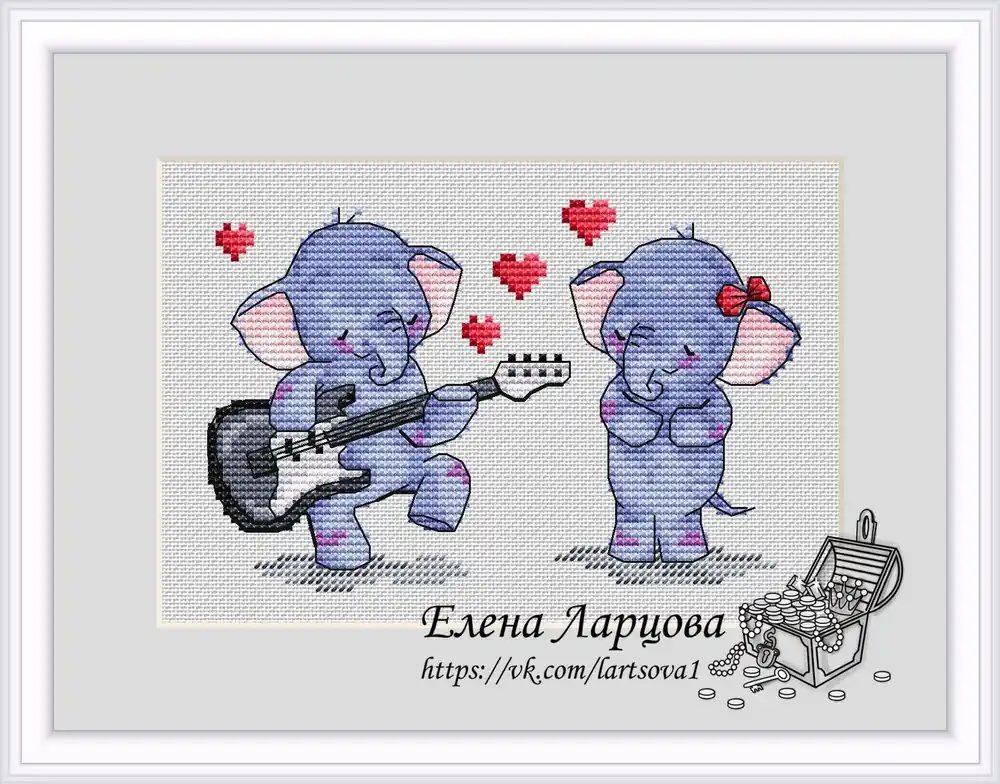 Elephants in Love - PDF Cross Stitch Pattern Original