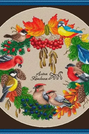 Wreath with Birds - PDF Cross Stitch Pattern Cheap