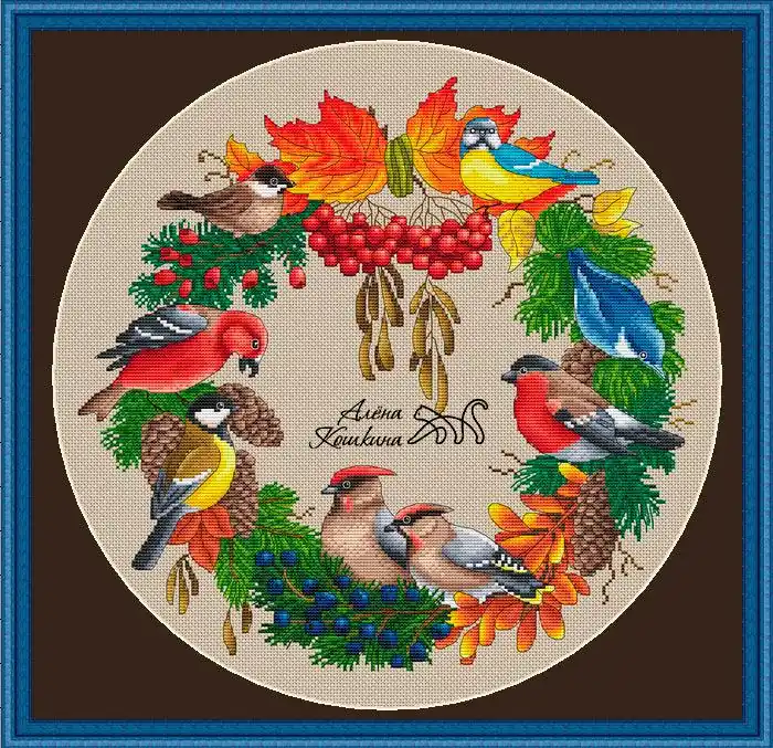 Wreath with Birds - PDF Cross Stitch Pattern Cheap