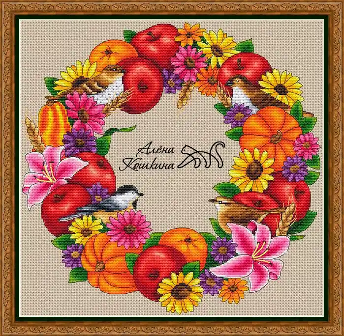 Discount Autumn Wreath - PDF Cross Stitch Pattern