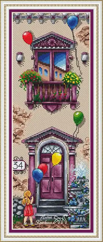 Purple Balcony - PDF Cross Stitch Pattern Factory Price