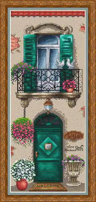 Brand New Emerald Balcony - PDF Cross Stitch Pattern