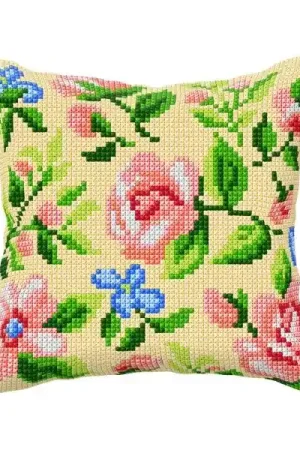 Cushion cross stitch kit "Roses on the beighe background" 99009 Place Order