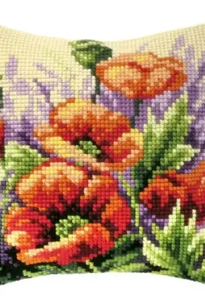 Discount Cushion cross stitch kit "Poppies on meadow" 9123