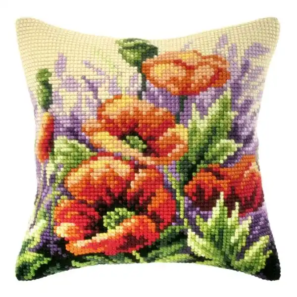 Discount Cushion cross stitch kit "Poppies on meadow" 9123