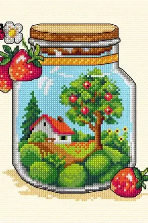 Fresh Stock Complete counted cross-stitch kit "Summer Jar" 7776
