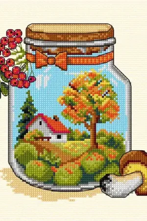 Factory Price Complete counted cross-stitch kit "Autumn Jar" 7773