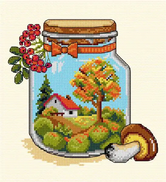 Factory Price Complete counted cross-stitch kit "Autumn Jar" 7773