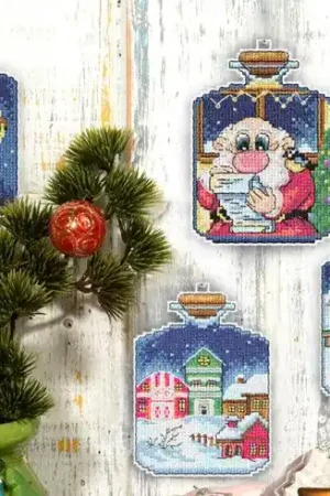 Counted cross stitch kit with plastic canvas "Christmas jars" set of 4 designs 7679 Bulk Order