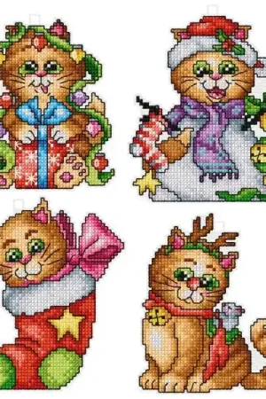 Counted cross stitch kit with plastic canvas "Cats" set of 4 designs 7627 Grab Now