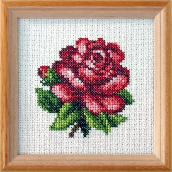 Holiday Sale Stamped Cross stitch kit "Red rose " 7588