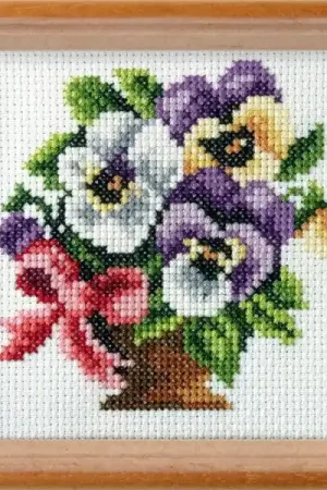 Reduced Price Stamped Cross stitch kit "Pansies " 7591