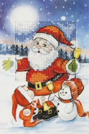 Super Sale Complete counted cross stitch kit - greetings card "Santa Claus" 6245