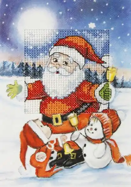 Super Sale Complete counted cross stitch kit - greetings card "Santa Claus" 6245
