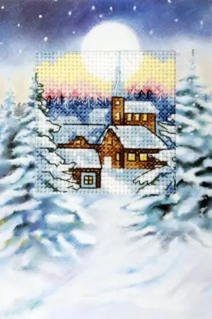 Limited Offer Complete counted cross stitch kit - greetings card "Winter landscape" 6233