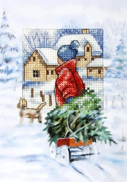 Complete counted cross stitch kit - greetings card "Winter" 6232 Premium