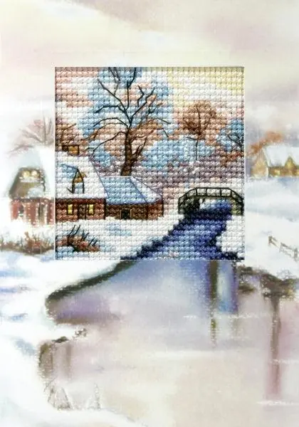 No Minimum Order Complete cross stitch kit - greetings card "Winter landscape" 6197