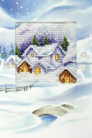 Complete cross stitch kit - greetings card "Winter landscape" 6195 Limited Offer