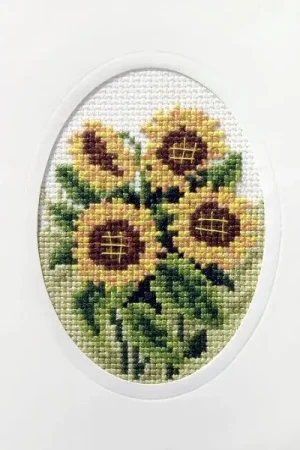 Complete cross stitch kit - greetings card "Sunflowers" 6099 Low Price