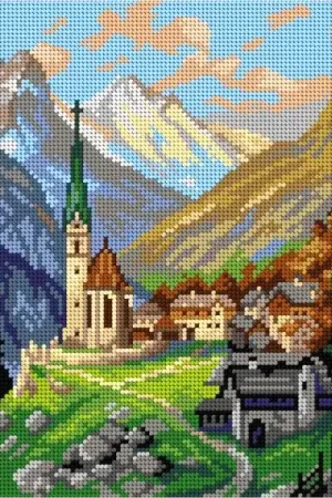 Needlepoint canvas for halfstitch without yarn after Georg Janny - Heiligenblut 3295H - Printed Tapestry Canvas Low Price