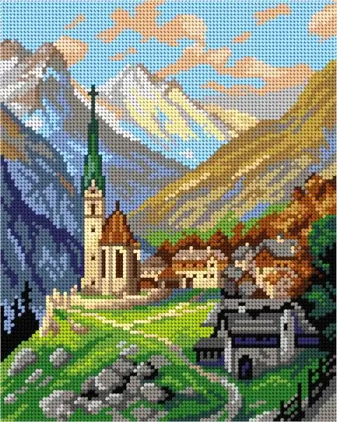 Needlepoint canvas for halfstitch without yarn after Georg Janny - Heiligenblut 3295H - Printed Tapestry Canvas Low Price