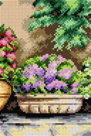 Needlepoint canvas for halfstitch without yarn Flowers in My Garden 2411H - Printed Tapestry Canvas Bulk Order