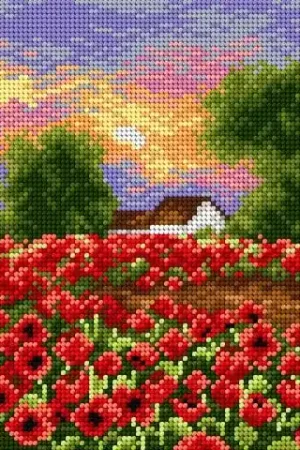 Cheap Needlepoint canvas for halfstitch without yarn Summer Meadow 2182H - Printed Tapestry Canvas