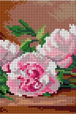 Viral Needlepoint canvas for halfstitch without yarn after Jules Alexandre Gamba de Preydour - Peonies 3297F - Printed Tapestry Canvas