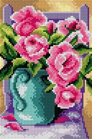 Needlepoint canvas for halfstitch without yarn Still Life with Roses 2893F - Printed Tapestry Canvas Next Day Delivery