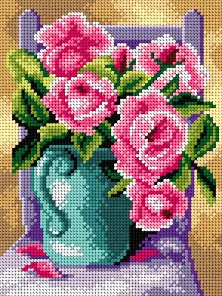 Needlepoint canvas for halfstitch without yarn Still Life with Roses 2893F - Printed Tapestry Canvas Next Day Delivery