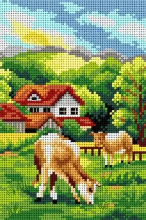 Needlepoint canvas for halfstitch without yarn Grassland 2635F - Printed Tapestry Canvas Markdown