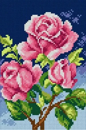 Needlepoint canvas for halfstitch without yarn Pink Roses 2594F - Printed Tapestry Canvas New Arrival