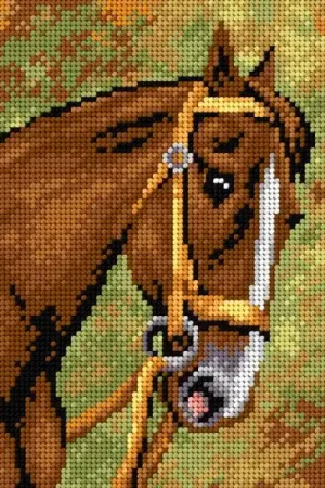 Needlepoint canvas for halfstitch without yarn Chestnut Horse 2197F - Printed Tapestry Canvas Holiday Sale