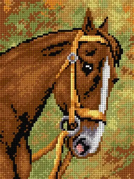 Needlepoint canvas for halfstitch without yarn Chestnut Horse 2197F - Printed Tapestry Canvas Holiday Sale