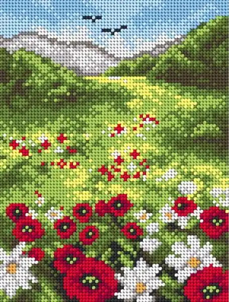Needlepoint canvas for halfstitch without yarn On the Meadow 2227F - Printed Tapestry Canvas Low Price